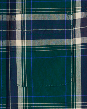 Boys Plaid Poplin Button Up Shirt