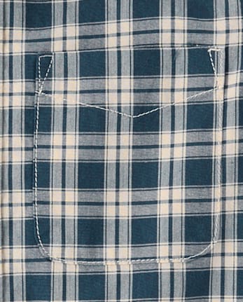 Boys Plaid Poplin Button Up Shirt