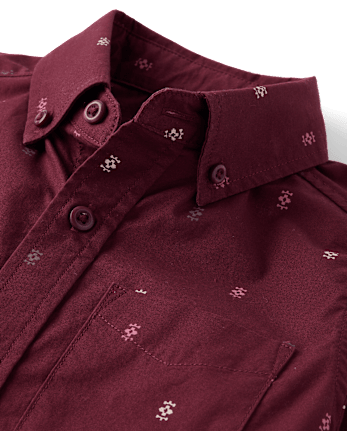 Boys Print Poplin Button Up Shirt