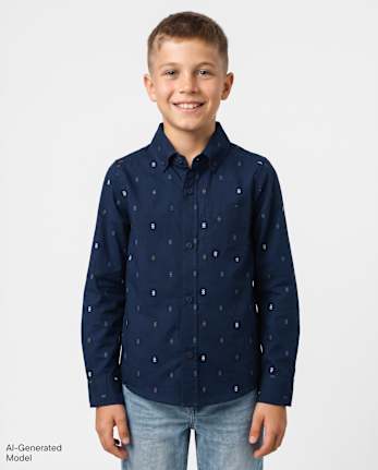 Chemise boutonnée en popeline imprimée pour garçon - TIDAL