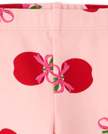 Baby And Toddler Girls Apple Bow Leggings