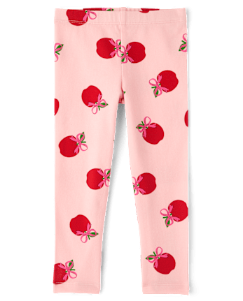 Baby And Toddler Girls Apple Bow Leggings