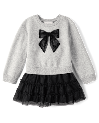 Baby And Toddler Girls Lace Bow Sweatshirt Dress