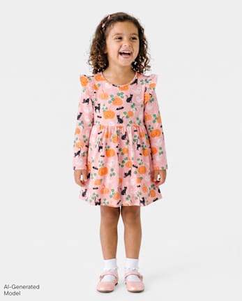 Baby And Toddler Girls Halloween Flutter Dress - PINK SEA SALT
