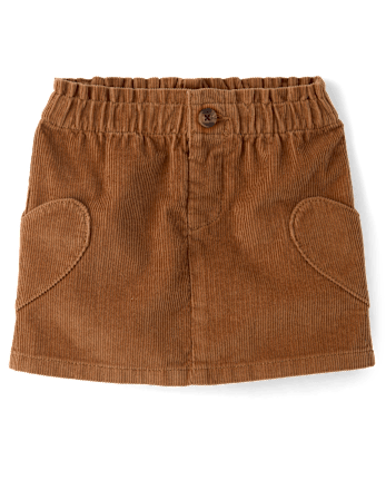Toddler Girls Heart Pocket Corduroy Skirt