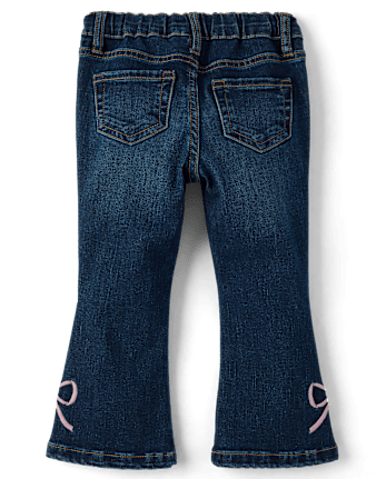 Toddler Girls Embroidered Bow Flare Jeans