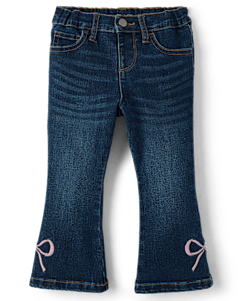 Toddler Girls Embroidered Bow Flare Jeans