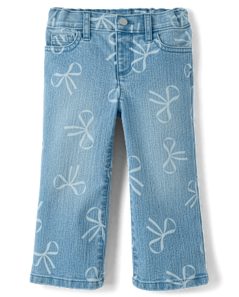Toddler Girls Bow Wide Leg Jeans