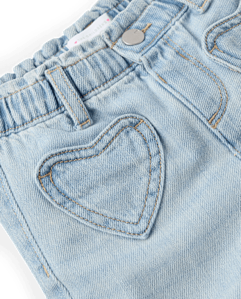 Toddler Girls Heart Patch Pocket Barrel Jeans
