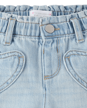 Toddler Girls Heart Patch Pocket Barrel Jeans