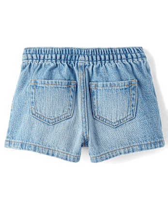 Toddler Girls Embroidered Heart Faux Wrap Denim Skort