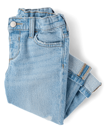 Toddler Girls Ripped Roll Cuff 90s Straight Jeans