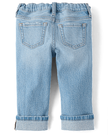 Toddler Girls Ripped Roll Cuff 90s Straight Jeans