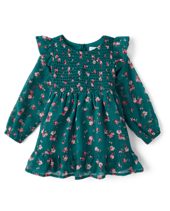Baby And Toddler Girls Floral Chiffon Smocked Dress