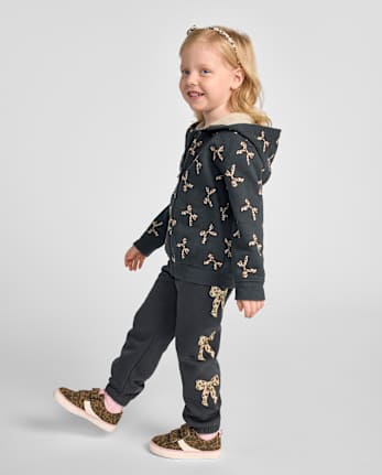 Pantalon de jogging en polaire premium orné pour petites filles