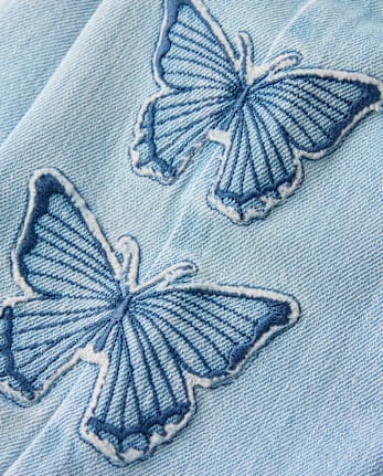 Toddler Girls Applique Butterfly Wide Leg Jeans