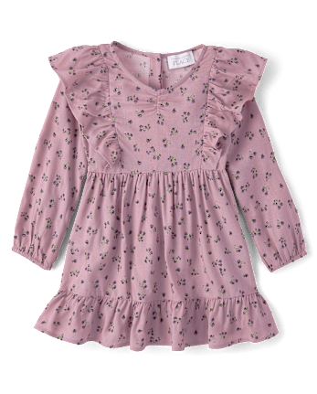 Baby And Toddler Girls Floral Flutter Dress - ANTIQUE IRIS CL