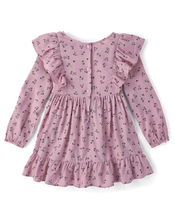 Baby And Toddler Girls Floral Flutter Dress - ANTIQUE IRIS CL