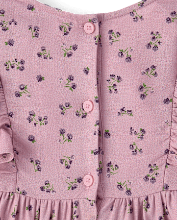 Baby And Toddler Girls Floral Flutter Dress - ANTIQUE IRIS CL
