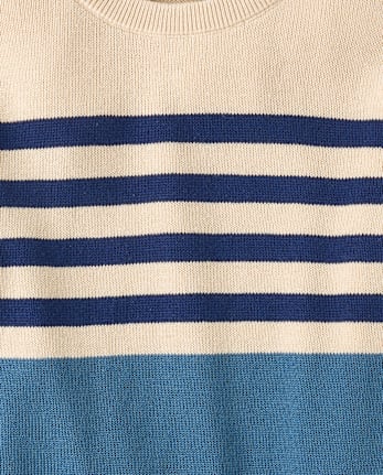 Boys Striped Colorblock Sweater