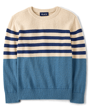 Boys Striped Colorblock Sweater