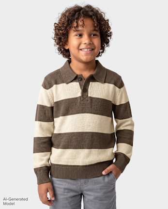 Boys Striped Rugby Sweater - MOOSE TRAIL