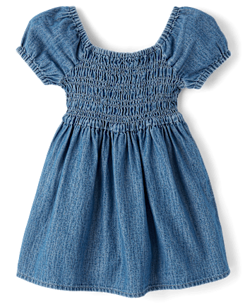 Baby And Toddler Girls Smocked Chambray Dress - ORCHARD WASH