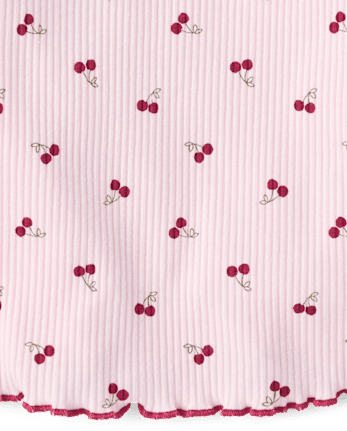 Toddler Girls Cherry Ribbed Lettuce Tee
