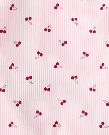 Toddler Girls Cherry Ribbed Lettuce Tee