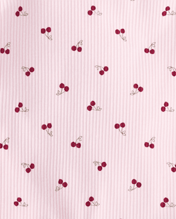 Toddler Girls Cherry Ribbed Lettuce Tee