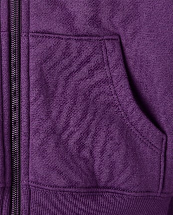 Girls Studded Rose Premium Fleece Zip Up Hoodie