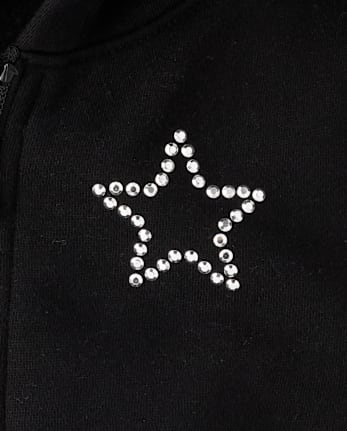Girls Embellished Premium Fleece Zip Up Hoodie