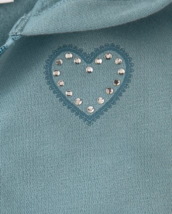 Girls Embellished Premium Fleece Zip Up Hoodie