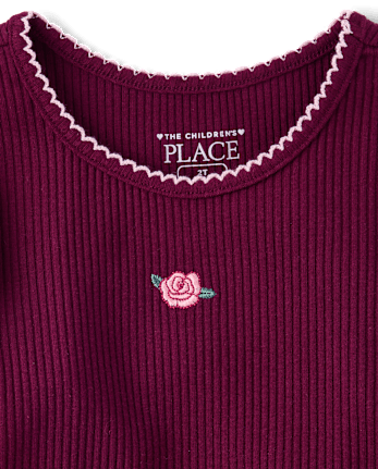 Toddler Girls Embroidered Ribbed Tee
