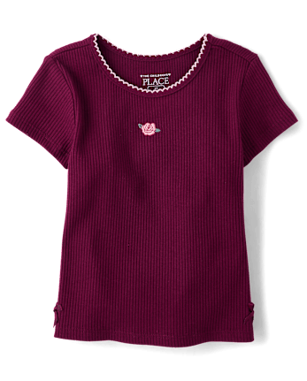 Toddler Girls Embroidered Ribbed Tee