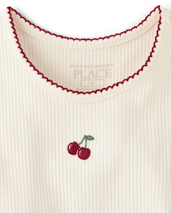 Toddler Girls Embroidered Ribbed Tee