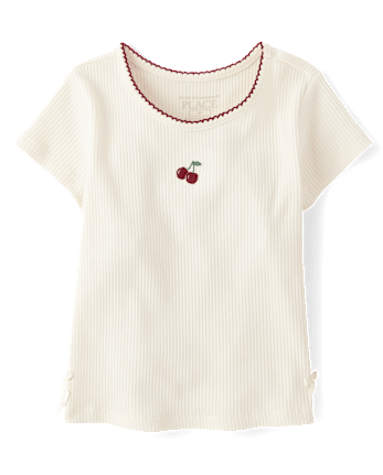 Toddler Girls Embroidered Ribbed Tee