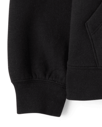 Girls Lace Inset Premium Fleece Hoodie - BLACK