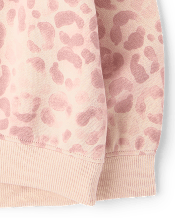 Toddler Girls Print Premium Fleece Sweatshirt - FADING ROSE