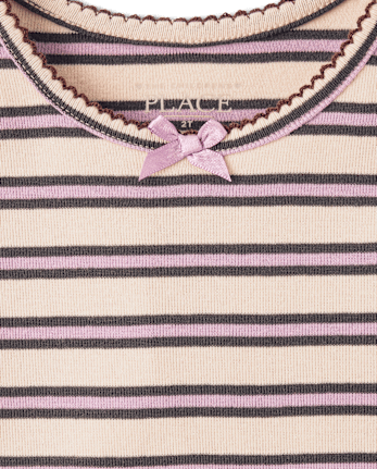 Toddler Girls Striped Ribbed Top - FUDGE