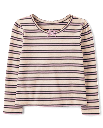 Toddler Girls Striped Ribbed Top - FUDGE