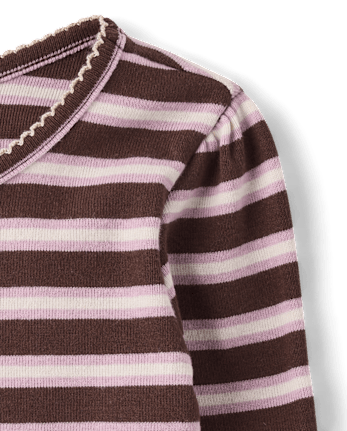 Toddler Girls Striped Ribbed Top