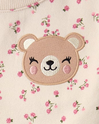 Toddler Girls Embroidered Bear 2-Piece Outfit Set