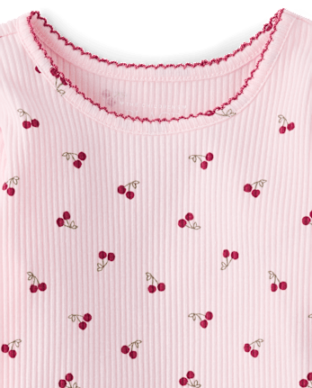 Toddler Girls Cherry Ribbed Tee