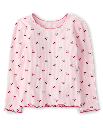 Toddler Girls Cherry Ribbed Tee