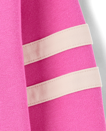 Girls Varsity Stripe Premium Fleece Zip Up Hoodie Top