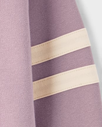 Girls Varsity Stripe Premium Fleece Zip Up Hoodie Top