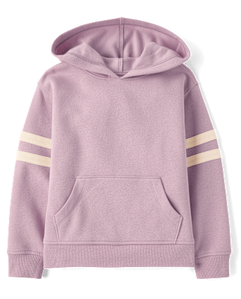 Girls Varsity Stripe Premium Fleece Zip Up Hoodie Top