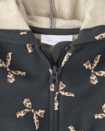 Toddler Girls Print Premium Fleece Zip Up Hoodie