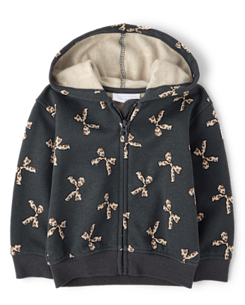 Toddler Girls Print Premium Fleece Zip Up Hoodie